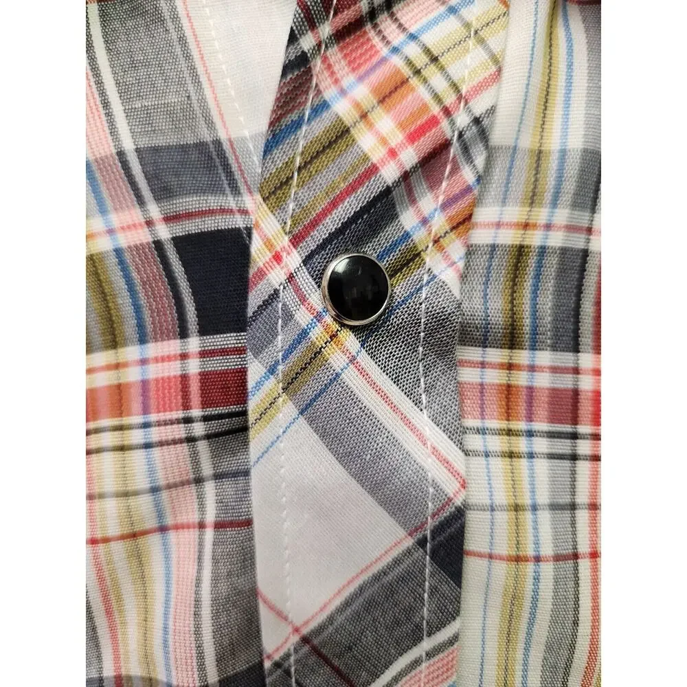 Vintage 60s Wrangler Cursive Label USA Western Plaid Pearl Buttons Nwot 16-34 - Picture 5 of 12